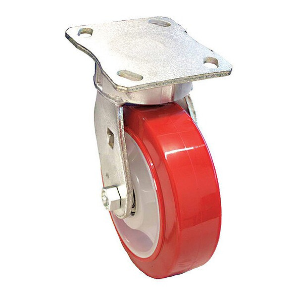 Manufacturer Varies Plate Caster,770 lb. Load,Red Weel P25S-URPW060K-14