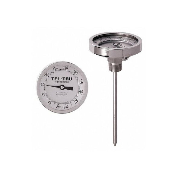 Tel-Tru Analog Dial Thermometer,Stem 4" L GT300R-0453