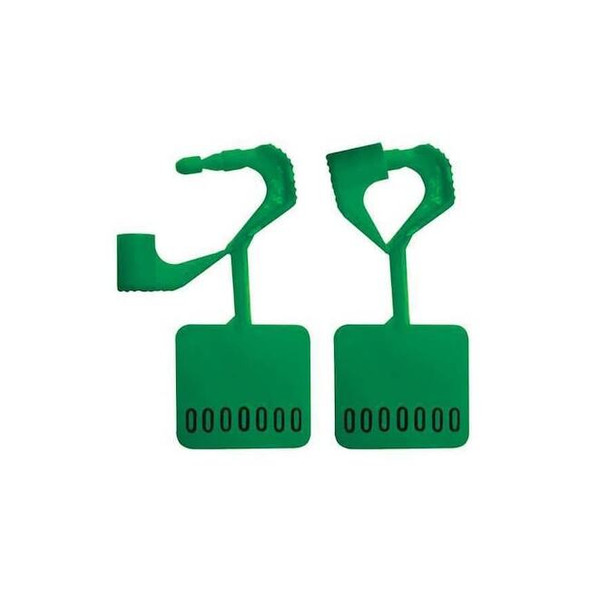 Padlock Stamped Seals 1-15/16" x 1/8", Green, Pk250