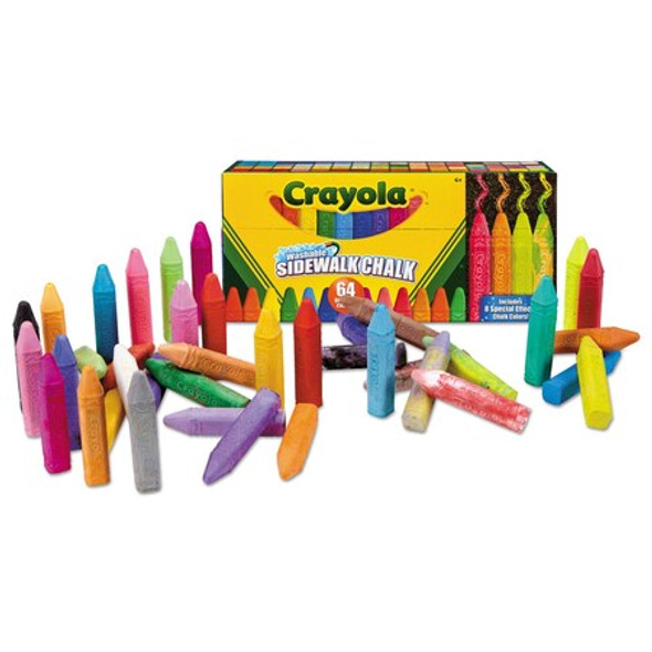 Crayola Sidewalk Chalk,Non-Erasable,1/2",PK64 512064 Crayola Sidewalk Chalk,Non-Erasable,1/2",PK64 512064