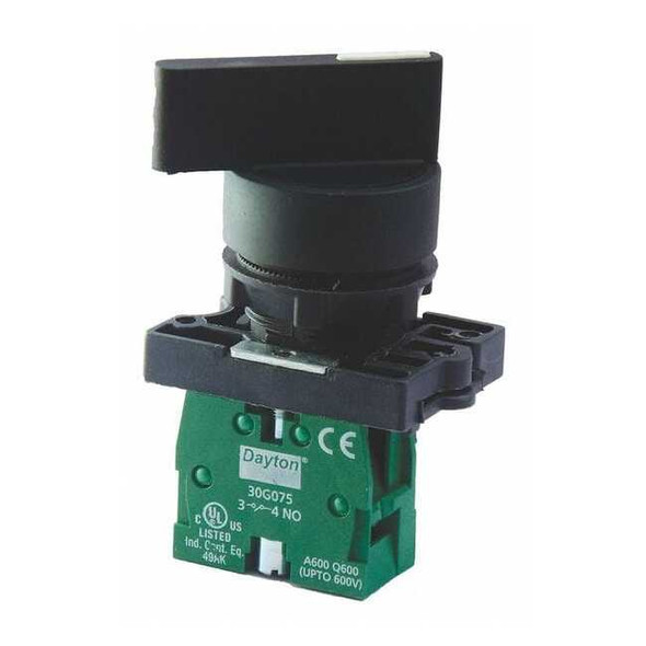 Dayton Non-Illum Selector Switch,1NO,No Key 30G266