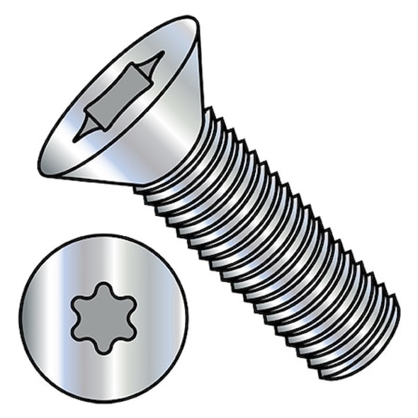 M4-0.70 x 20 mm Torx Flat Machine Screw, Zinc Plated Steel, 10000 PK