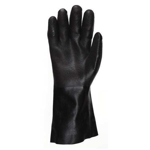 Mcr Safety 6522SJ Chemical Resistant Gloves, PVC, 12 in L, Not Rated, Black, L, 12 PK 6522SJ