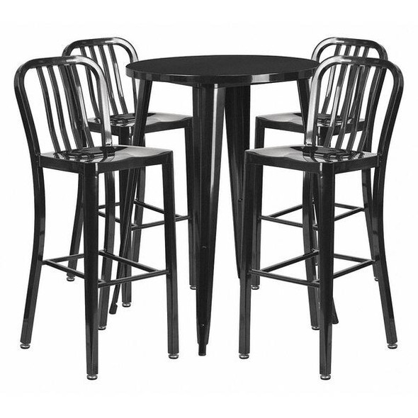 Flash Furniture Round 30" W, 30" L, 41" H, Metal, Black CH-51090BH-4-30VRT-BK-GG