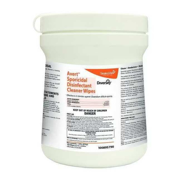 Avert Disinfecting Wipes, Canister, 6"x7", PK12 100895790