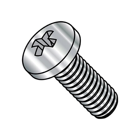 #6-32 x 2 in Phillips Pan Machine Screw, Plain Steel, 1000 PK