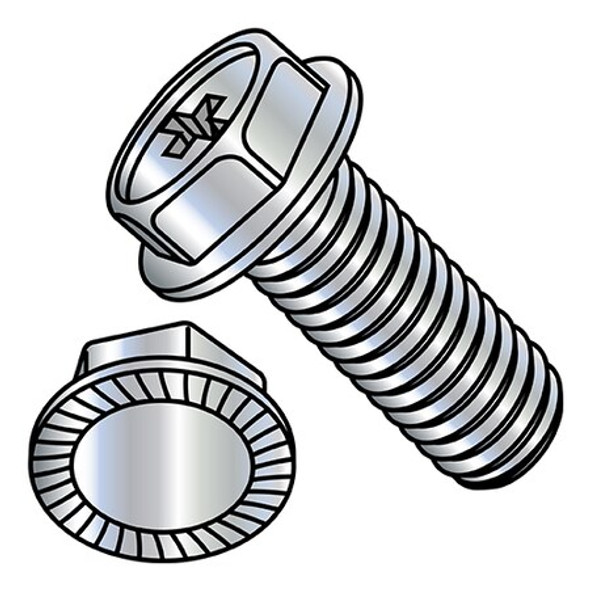 #6-32 x 1/4 in Phillips Hex Machine Screw, Zinc Plated Steel, 10000 PK