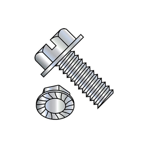 #10-32 x 1-1/4 in Slotted Hex Machine Screw, Zinc Plated Steel, 3000 PK
