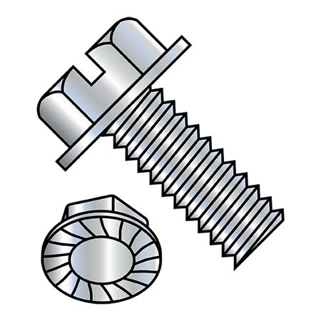#10-32 x 1-1/2 in Slotted Hex Machine Screw, Zinc Plated Steel, 3000 PK