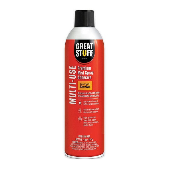 Multi Purpose Mist Spray Adhesive, Multi-Use Series, 14 fl oz, Aerosol Can