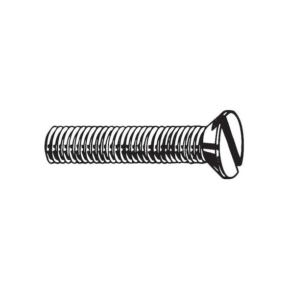 M8-1.25 x 25 mm Slotted Flat Machine Screw, Plain 18-8 Stainless Steel, 25 PK