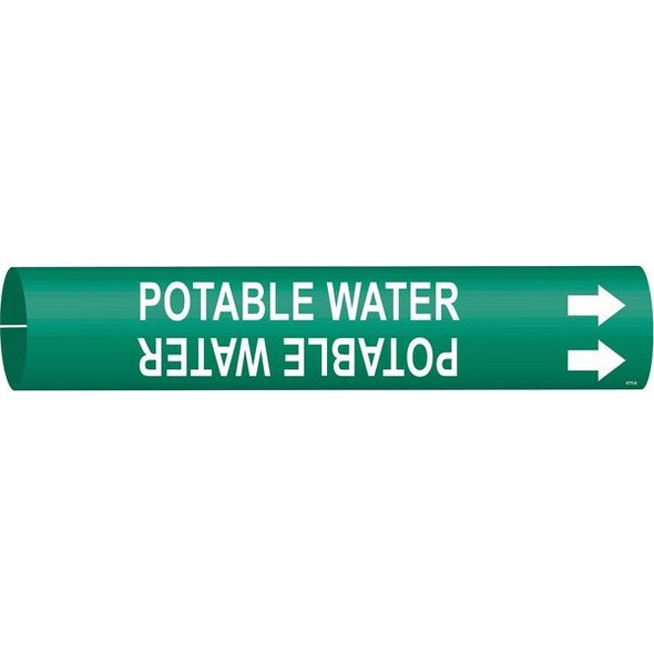 Brady Pipe Marker,Potable Water,3/4to1-3/8 In 4111-A
