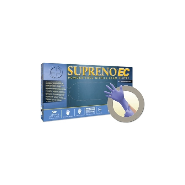 Supreno® EC SEC-375 Nitrile Disposable Gloves, 5.5 mil Palm, 8.3 mil Fingers, Large, Violet Blue