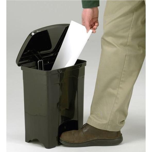 Safco 4 gal Rectangular Step-On Can, Black, Step-On, Plastic, 12 1/4 in 9710BL