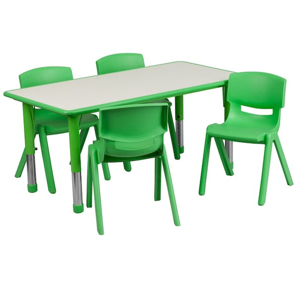 Flash Furniture Actvty Table Set,Rectn,Gn,4 Chrs,23"x47" YU-YCY-060-0034-RECT-TBL-GREEN-GG Flash Furniture Actvty Table Set,Rectn,Gn,4 Chrs,23"x47" YU-YCY-060-0034-RECT-TBL-GREEN-GG