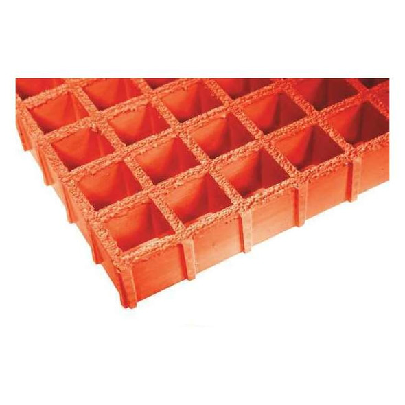 Fiberglass Molded Grating, 96 in Span, Grit-Top Surface, Vi-Corr Resin, Orange