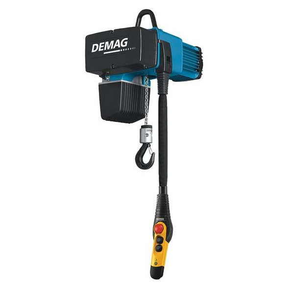 Electric Chain Hoist, 1,000 lb, 16 ft, Hook Mounted - No Trolley, 460V AC, Blue