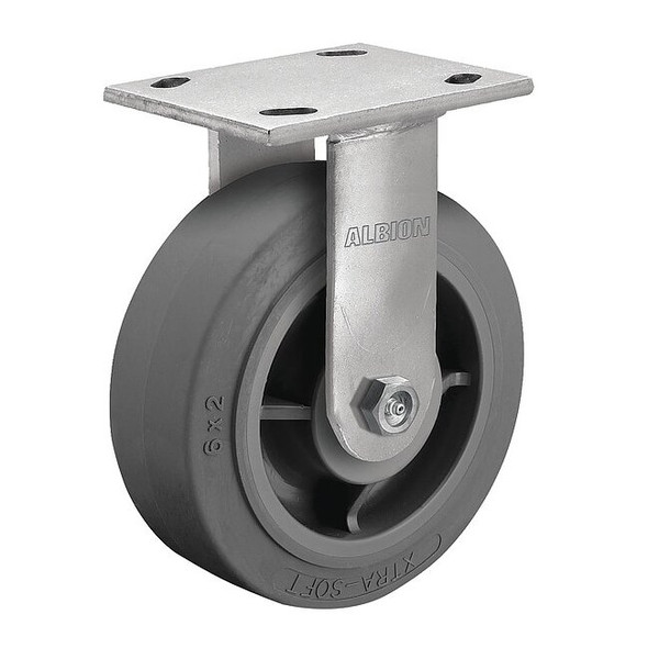 8" X 2" Non-Marking Rubber Soft Flat Rigid Caster, No Brake, Loads Up To 675 lb