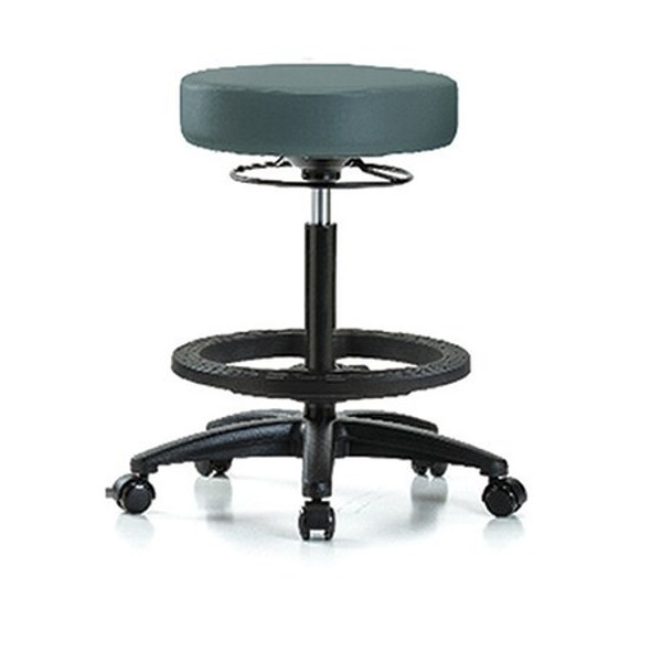 Bench Stool, Hi, Vinyl, BF, Casters, Blu