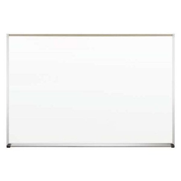 Dry Erase Board, Plastic, 48 in, 72 in, Aluminum Frame, White, Gloss