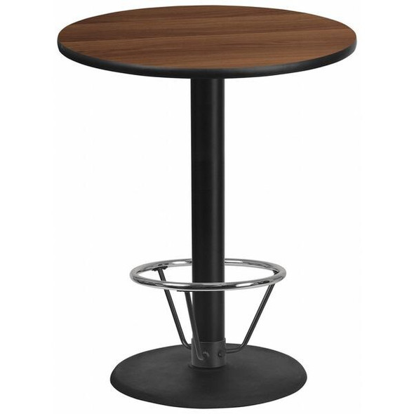 Round Laminate Table, 36" W, 36" L, 43.125" H, Laminate Top, Wood Grain