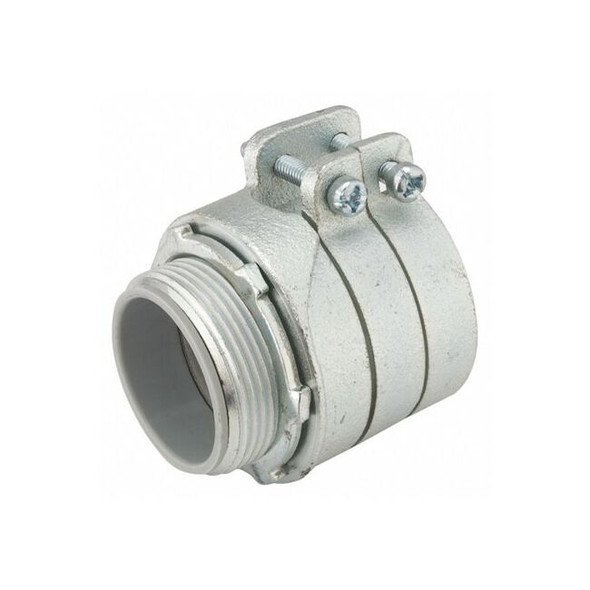 Conduit Fitting Grounding Connector, 1-1/2 in, Push-On, Iron, Plain, Gray