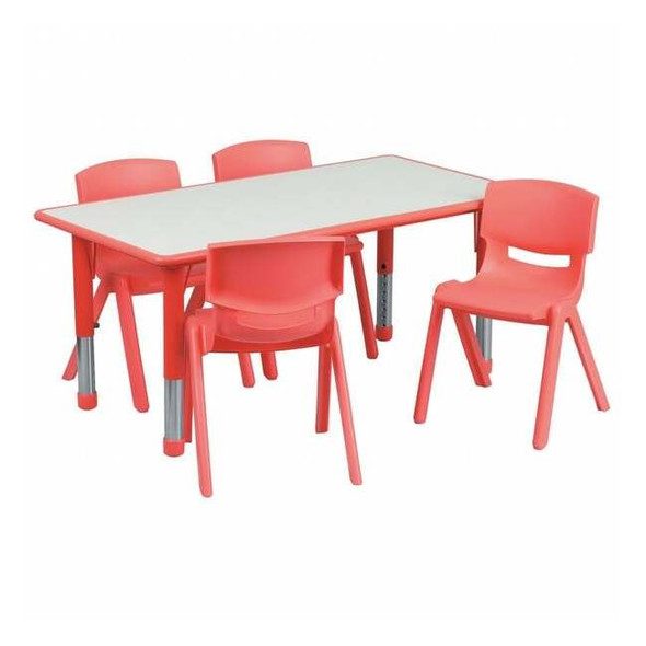 Rectangle Table Set, Plastic, Steel, Grey