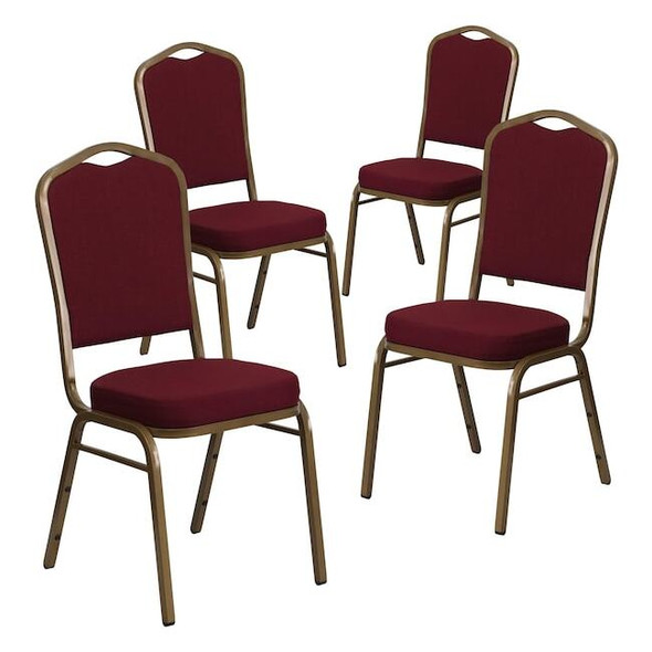 Flash Furniture Burgundy Fabric Banquet Chair,PK4 4-FD-C01-ALLGOLD-3169-GG