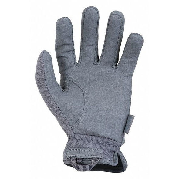 Tactical Glove, Synthetic Leather Palm, 7" Length, Safety Cuff, Full Finger, Tricot Lining, Gray