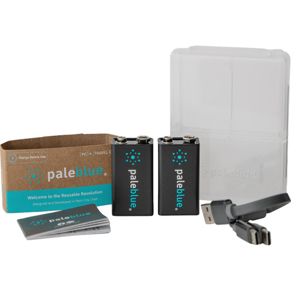 Paleblue 9V Lithium-Ion Rechargeable Battery (2-Pack) PB-9V-C