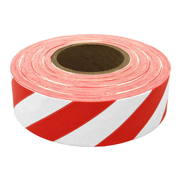 Presco Patterned Roll Flagging, Standard, 1 3/16" x 300', White/Red, 12/Case