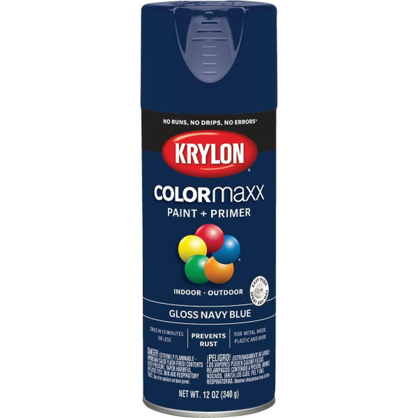 K05529007 Krylon ColorMaxx 12 Oz. Gloss Spray Paint, Navy Blue