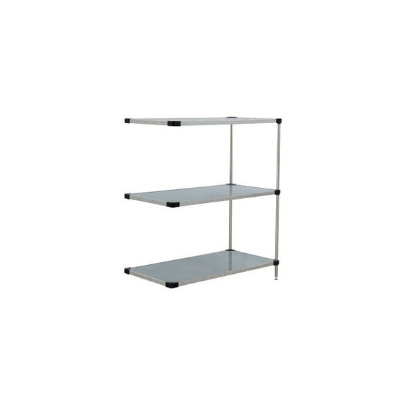 Nexel 3 Shelf Galvanized Steel Solid Shelving Unit Add On 60""W x 24""D x 54""H