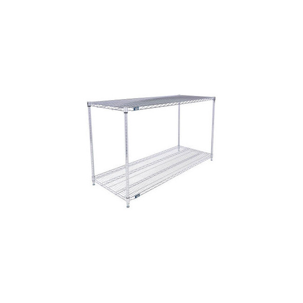 Nexel 2 Shelf Stainless Steel Wire Shelving Unit Starter 60""W x 24""D x 34""H