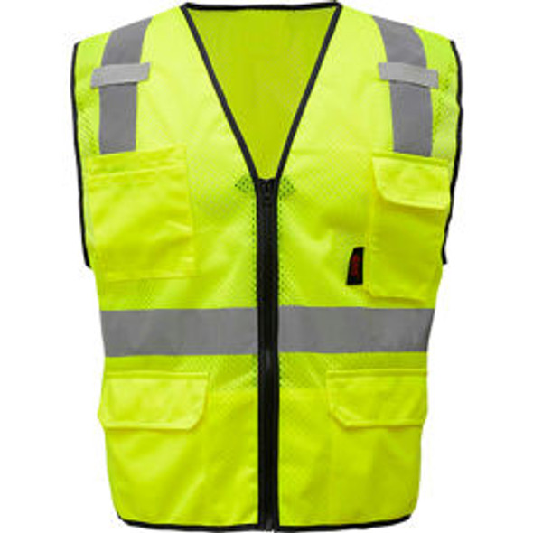GSS Safety 1505 Multi-Purpose Class 2 Mesh Zipper 6 Pockets Safety Vest Lime Med GSS Safety 1505 Multi-Purpose Class 2 Mesh Zipper 6 Pockets Safety Vest Lime Med