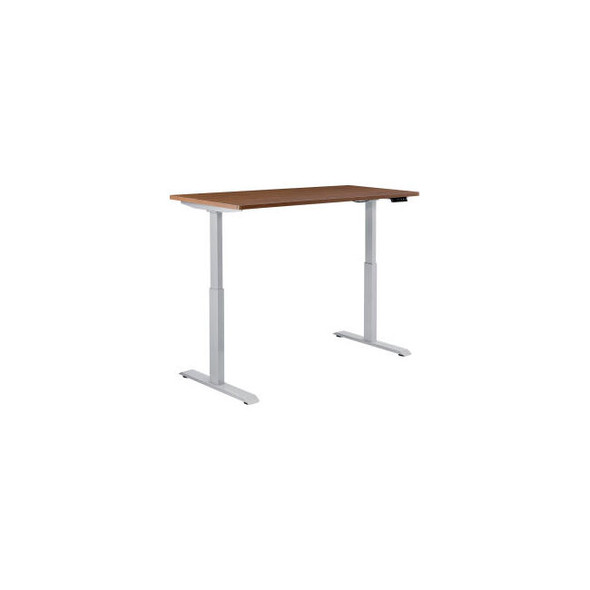 Interion Electric Height Adjustable Desk 60""W x 30""D Walnut W/ Gray Base