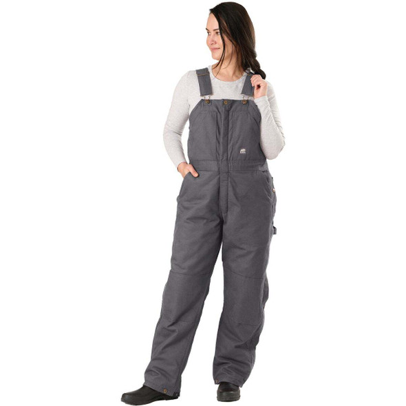 Berne Women's Medium Titanium Softstone Duck Insulated Bib Overall WB515TNMR400