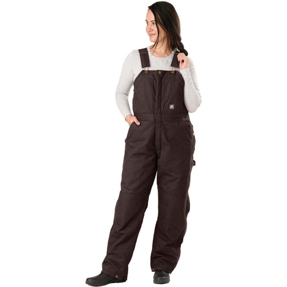 Berne Women's Large Dark Brown Softstone Duck Insulated Bib Overall WB515DBNR440