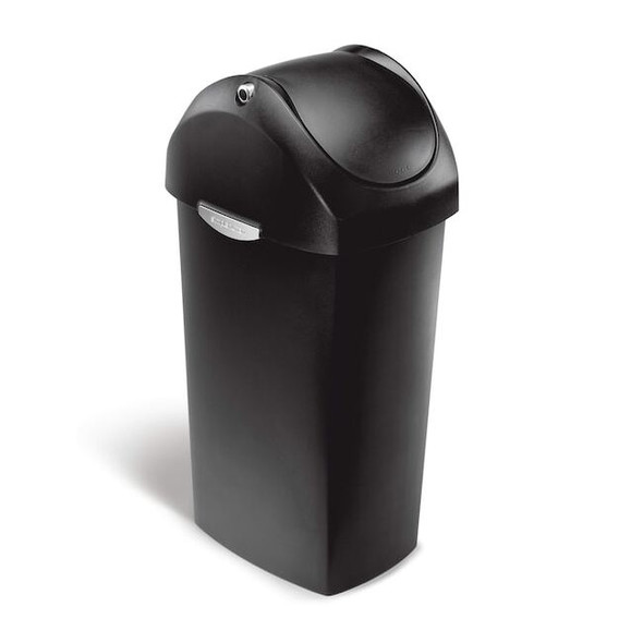 Simplehuman 16 gal Indoor Plastic Can, Black, Plastic, 12.5 in CW1333