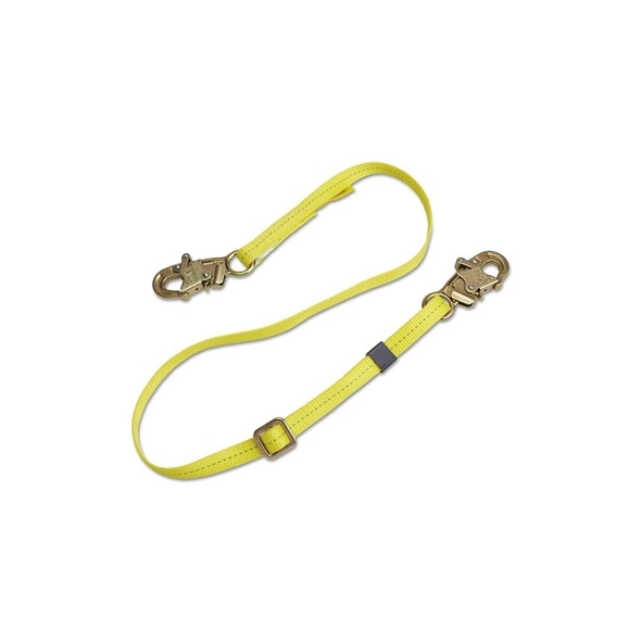 Web Adjustable Positioning Lanyard, 6ft, Snap Hook Connection, 310lb Cap, Yellow