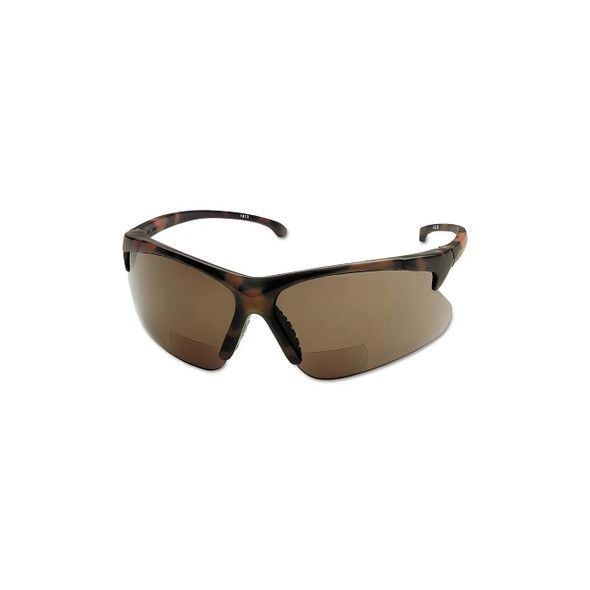 V60 30-06 Rx Readers Prescription Safety Glasses, Brown Polycarbonate Lens, Hardcoated, Tortoise, Nylon, +2.0