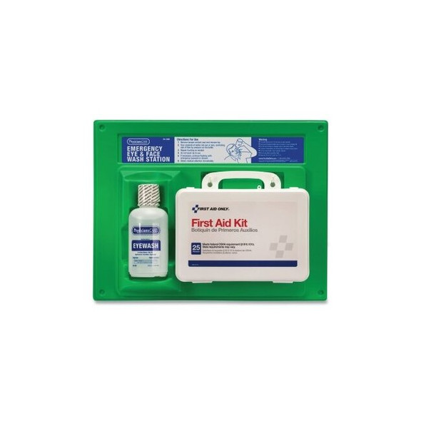 First Aid Kit and Eye Wash Station, 16 oz, Plastic Case
