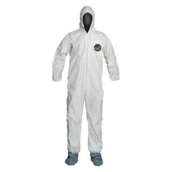 50 Coverall. Standard Fit Hood. Elastic Wrists. White. LG