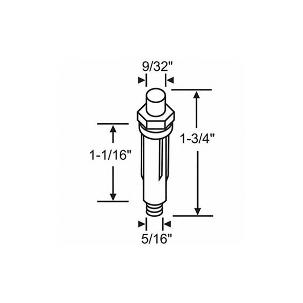 Manufacturer Varies Plunger Pin, 9/16 in W, 1 3/4 in L 2-106