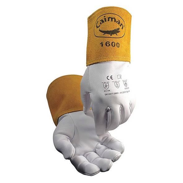 1600 Welding Gloves, Gauntlet Cuff, Straight Thumb, Premium Goatskin, S, 1 PR