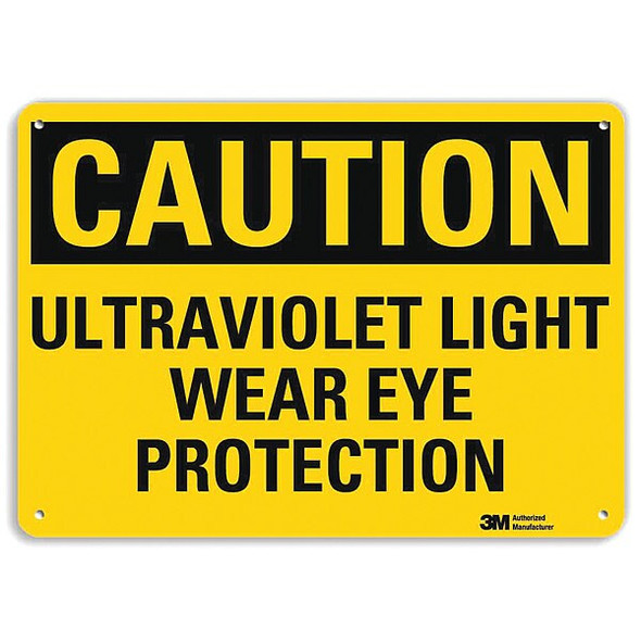 Caution Sign, 10 in Height, 14 in Width, Aluminum, Horizontal Rectangle, English