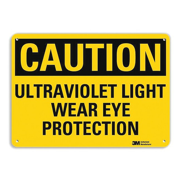 Caution Sign, 10 in Height, 14 in Width, Aluminum, Horizontal Rectangle, English