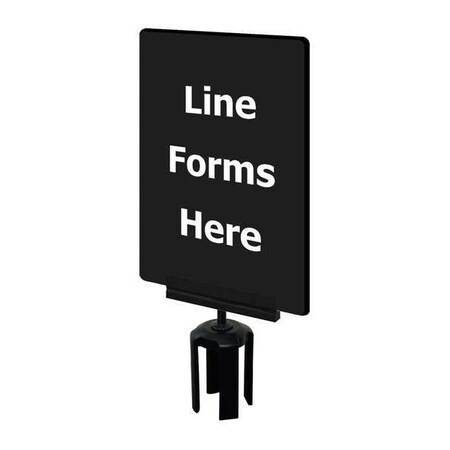 Tensabarrier Acrylic Sign,Black,Line Forms Here S17-P-33-7X11-V-HDSB-1701-33