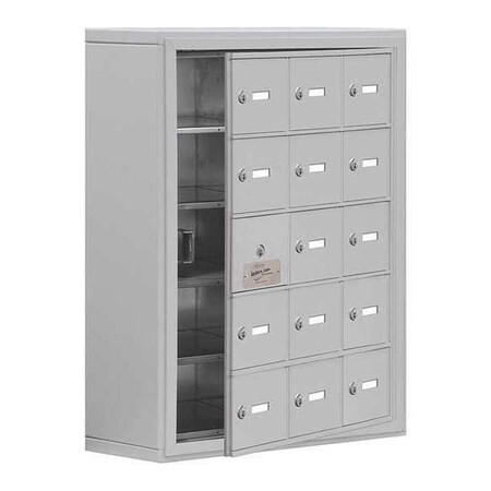 Cell Phone Locker, 24 in W, 9 1/4 in D, 31 in H, (3) Wide, (5) Tier, Silver