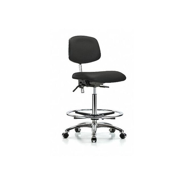 Clean Room Chair Ergonomic Chair, No Arms, 26-1/4" to 36" Height, Vinyl, Black